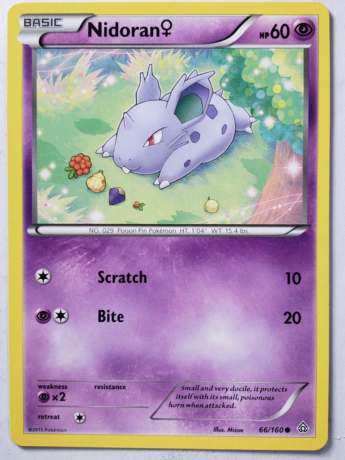 Nidoran 66/160 LP / VLP - Primal Clash Pokemon Card - $2 Combined Shipping