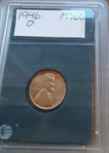 1946 D RED CENT Lincoln Wheat Penny Super Clean Guardhouse Holder Free Post - Picture 2 of 5