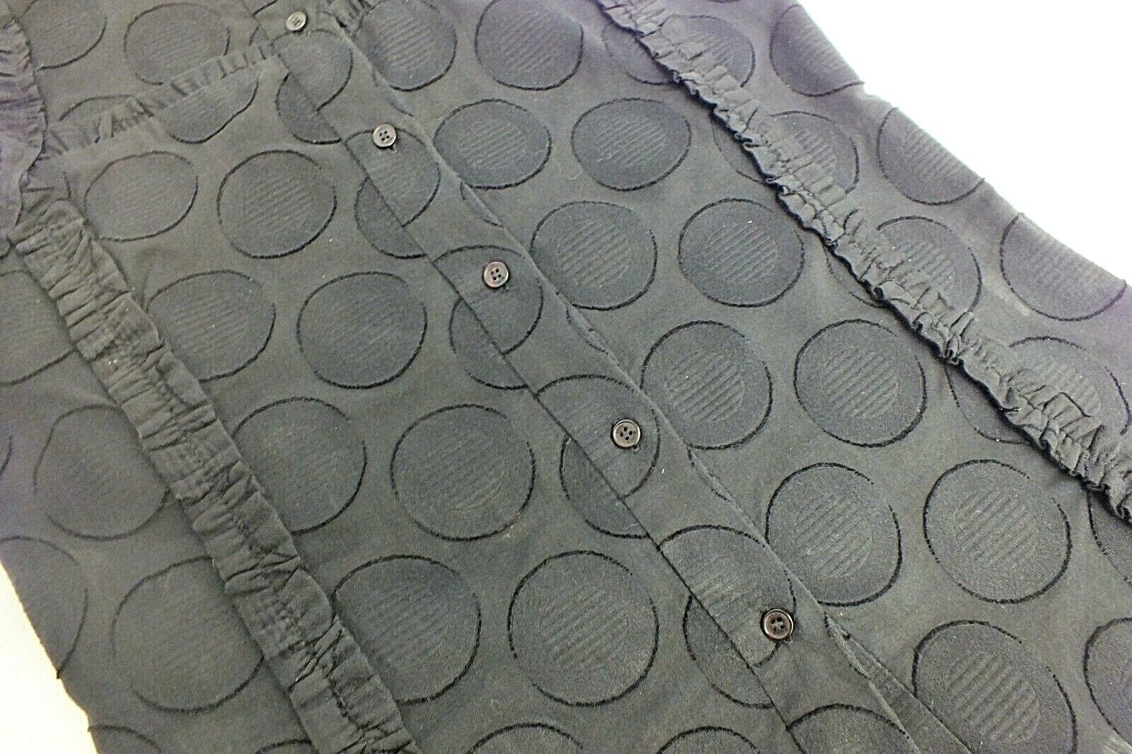 Tory Burch Black Cotton Sheer Mod Circles Sleeveless Blouse Top Size 4 XS Ruffle thumbnail 6