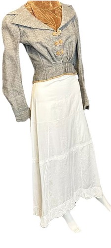 Antique Victorian Petticoat Slip Skirt White Cotton Lace - Picture 12 of 24