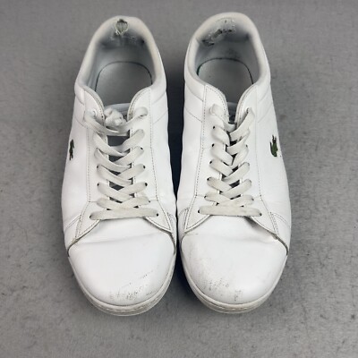 Lacoste Carnaby Leather Sneakers Mens 13 White Alligator Logo Tennis Shoes