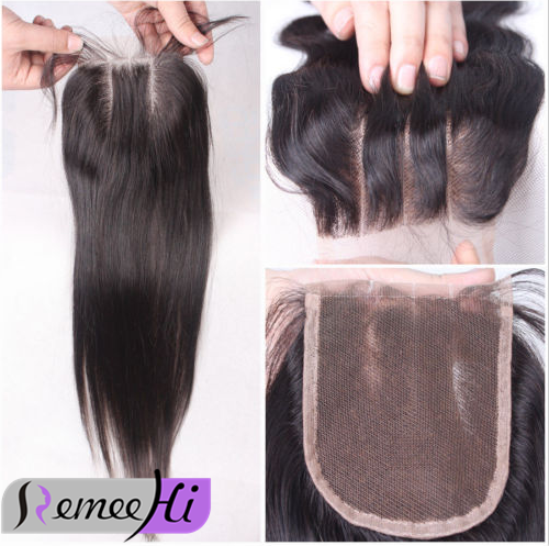 4&#034;x4&#034; Peruvian 8A Virgin Remy Human Hair Unprocessed Silk Straight Lace Closure