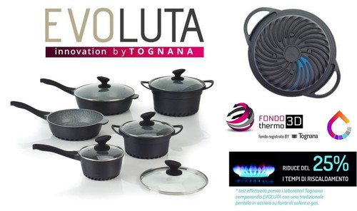 TOGNANA - EVOLUTA SERIE - TÖPFE UND PFANNEN MIT 3D BODEN - ALUMINIUM KEIN PFOA