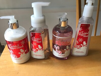 Set of Twisted Peppermint Hand Soap, Lotion, Foaming Bath Body Works 