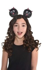 Lot of 12 Black Cat Pom Pom Girls Child Fuzzy Classic Halloween Headbands