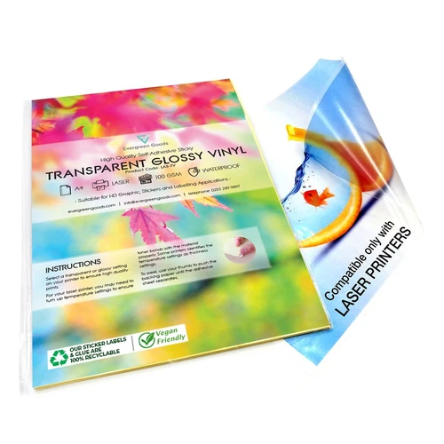 Evergreen Goods 10 Blatt A4 wasserfestes glänzendes selbstklebendes klares Vi...