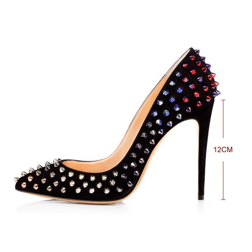 Zapatos de salón para boda Onlymaker con tachuelas de tacón alto con punta puntera puntiaguda para mujer - Imagen 4 de 12