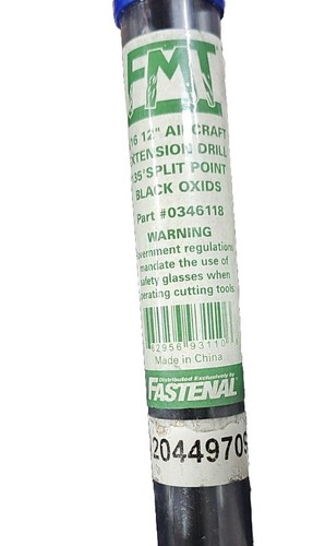 Fastenal 5/16 12" Flugzeug Verlängerungsbohrer 135° Split Point schwarze Oxide #0346118 - Bild 4 von 4