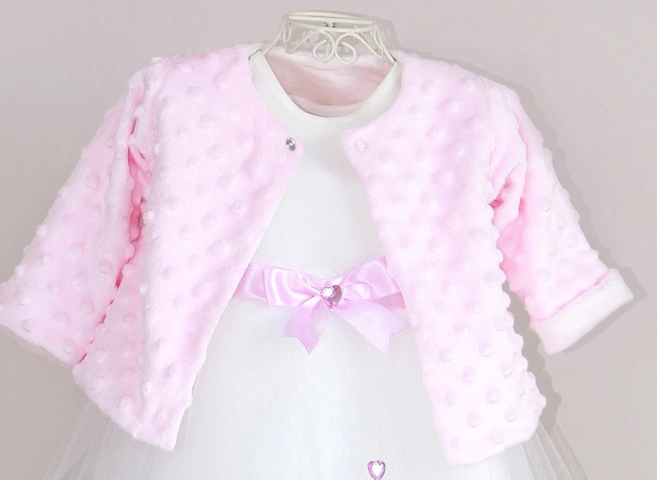 Baby Mädchen Kleid Set Bolero Taufe Hochzeit Festlich Tüll Asanti Neu Weiß Rosa - Bild 2 von 2