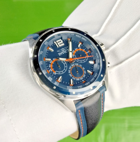 Invicta Racing Quartz Men Watch 49357 SS Case 2 Tone Leather Band Orange Thread - Bild 9 von 19