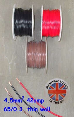 Dünnes Wandkabel 4,5 mm2, (11AWG) 42 AMP, Auto, Marine, Niederspannung, TW4,5