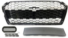 Für Audi A5 F5 ab 2016- Kühlergrill Wabengrill SCHWARZ GLANZ + Emblem Halter