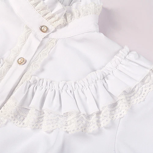 Ladies Shirt Ruffled Lace Top Victorian Blouse Bowknot Retro Gothic Chic Elegant - Bild 15 von 23