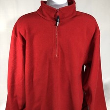 VINTAGE NAUTICA MENS 1/4 Zip Fleece Pullover SIZE XL RED USA MADE VTG XTRA LARGE