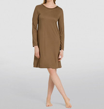 NWT Hanro 240 Grand Central WALNUT GOLD Modal/Silk Knit 38" Nightgown S LUXE