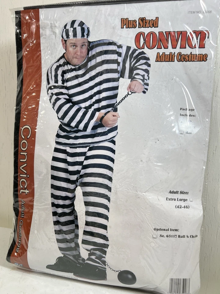 Disfraz de Jailbird Talla Grande Extra Grande Adulto Convicto Prisionero Halloween Foto 4 de 4