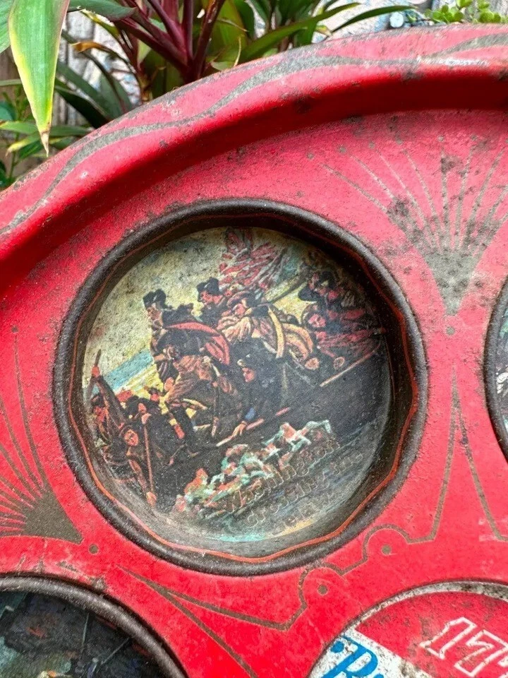 Plato bandeja redonda vintage raro bicentenario Adv 1976 para servir cerveza de hojalata Foto 4 de 4