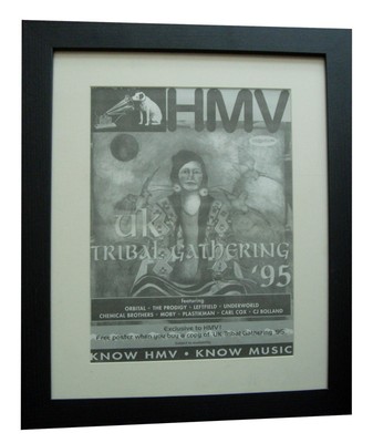 TRIBAL GATHERING+POSTER+AD+RARE+ORIGINAL 1995+QUALITY FRAMED+EXPRESS GLOBAL SHIP