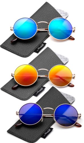 Circle John Lennon Sonnenbrille blitzverspiegelte runde Gläser Vintage Hippie Retro rund - Bild 3 von 18
