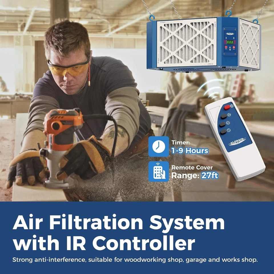 ALORAIR 360° Air Filtration System Woodworking Hanging Ceiling Shop Air Purifier - Image 4 of 4