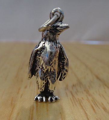 Sterling Silver 3D 22x10mm solid detailed Penguin Charm!