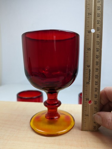 Amberina Imperial Hoffman House Red Orange Heavy Drinking Glassed 6" Set Of 4 - Picture 6 of 24