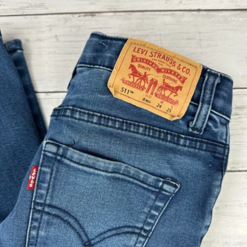 Levi's 511 Performance Slim Blue Jeans Boys Size 8 Reg 24x25 (measures 24x22.75) - Picture 2 of 11