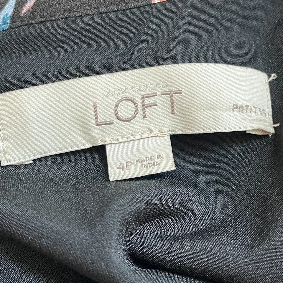 LOFT Womens 4 Petite Snow Bird Print Long Sleeve Dress Crew Neck - Image 4 of 4