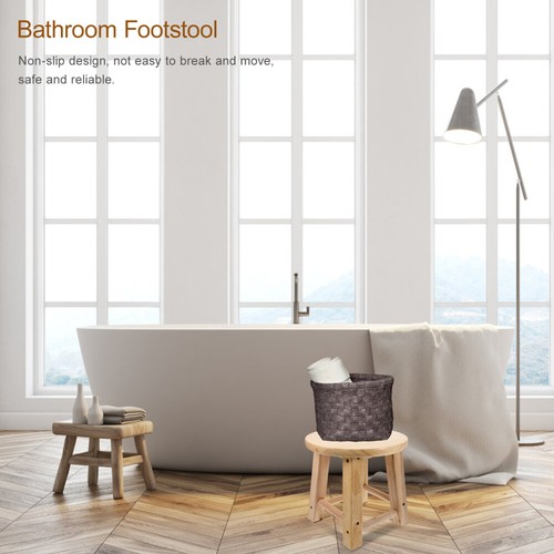 Solid Wood Round Stool Child Toddler Footstool for Bathroom Home Toilet - Picture 5 of 12