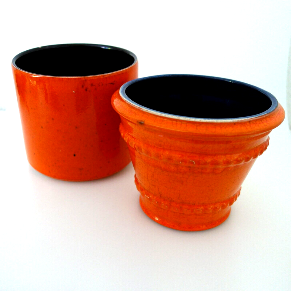 2x-blumentopf-bertopf-keramik-planter-orange-space-age-70er-vintage