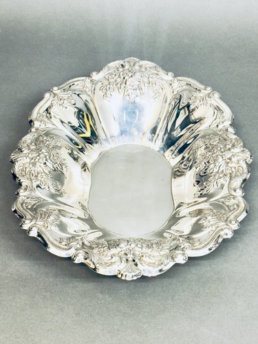 Fabuloso cuenco grande vintage rico ornamentado estilo victoriano Oneida plato de plata