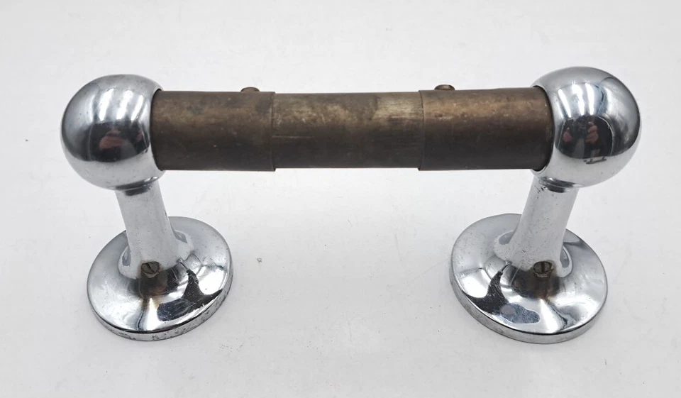 Soporte de papel higiénico antiguo/vintage niquelado victoriano Art Deco  Foto 3 de 4