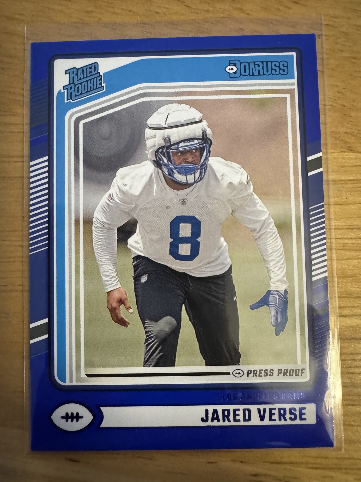 2024 PANINI DONRUSS FOOTBALL #341 JARED VERSE RATED ROOKIE BLUE PRESS PROOF RC