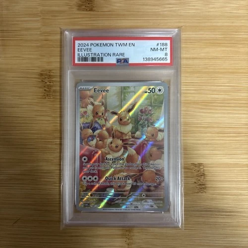 2024 POKEMON TWM EN-TWILIGHT MASQUERADE ILLUSTRATION RARE #188 EEVEE PSA 8