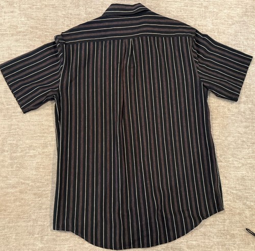 Harley Davidson Mens Black Striped Button Up Short Sleeve Shirt Size M - Picture 2 of 8