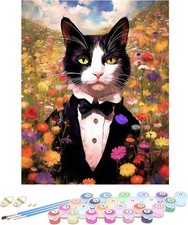 DIY Paint by Numbers Kit for Adults  Beginners, Cat Easy Paint by Number Kits,