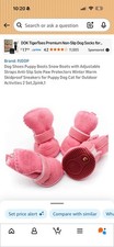 ACL Pink Faux Suede Anti-Slip Dog Boots Size 1 Faux Fur Lined Hook & Loop Strap