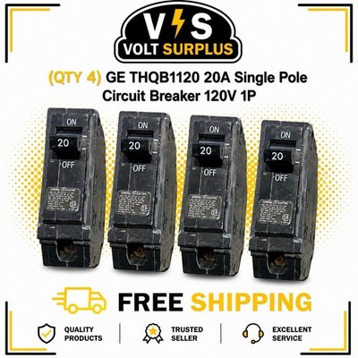  (QTY 4) General Electric GE THQB1120 20A 1 Pole 120/240V Circuit Breaker ABB