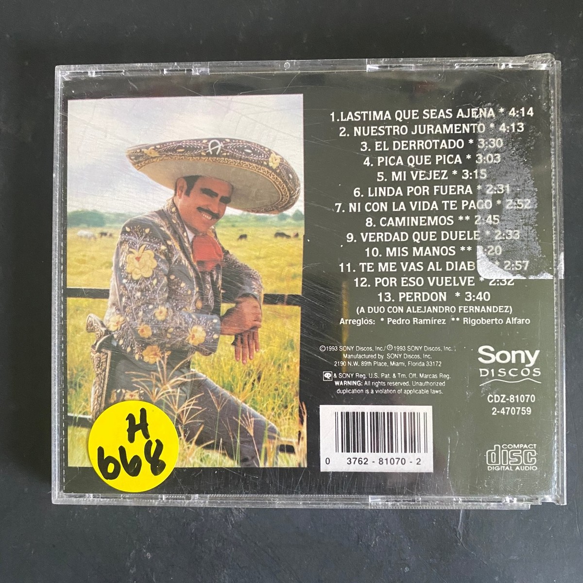 Vicente Fernandez – Lástima que seas ajena CD 1993 Mariachi Sony