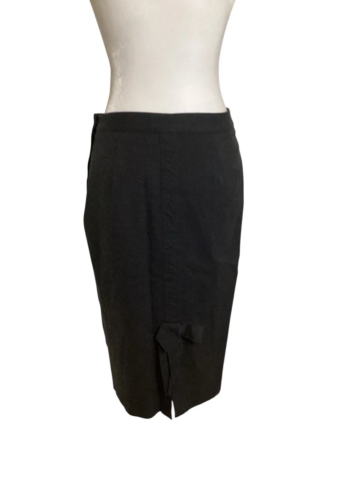 Falda lápiz Moda International talla 4 gris carbón hasta la rodilla con detalle de lazo Foto 4 de 4