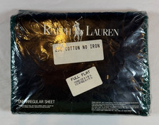 Ralph Lauren NOS New 250 Cotton Full Flat One Irregular Sheet Dark Green Vintage