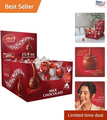 LINDOR Milk Chocolate Truffles Bulk Box, 60-Piece, 25.4 oz Elegance in Every ...