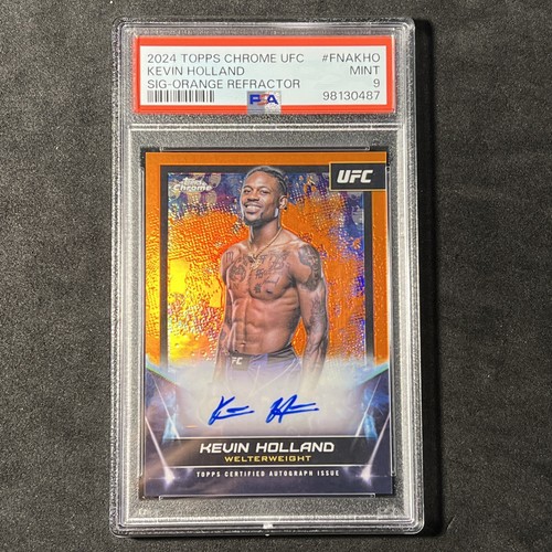 KEVIN HOLLAND Auto Orange Refractor 11/25 PSA 9 2024 Topps Chrome UFC #FNAKHO