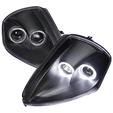 Black Fits 2000-2005 Mitsubishi Eclipse LED Halo Projector Headlights Left+Right