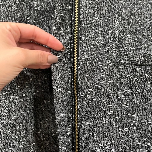 Chaqueta Blazer Zac Posen Mujer Talla 6 Tweed Negro Blanco Dorado Cremallera Frontal - Imagen 2 de 7