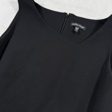 Eileen Fisher Black Sleeveless V-Neck Shift Dress Italian Fabric Size 6