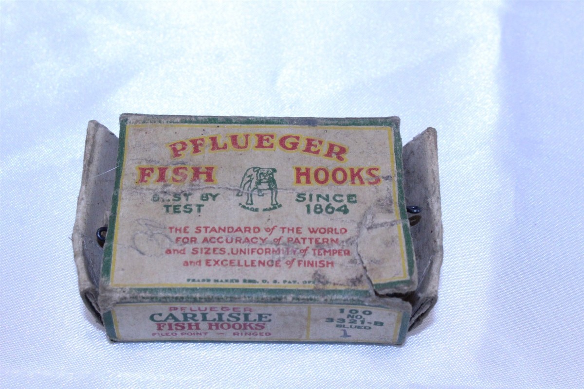 Hameçons Vintage Pflueger Carlisle – Boîte D'origine, Leurre Bois Pour Pêche