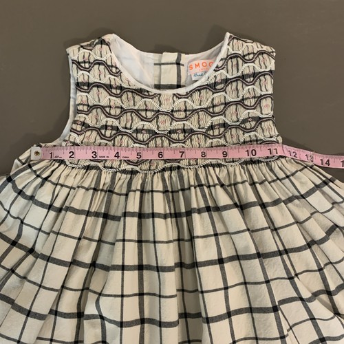 Smock London Girls Sleeveless Dress 6 8 Sleeveless Plaid Classic Ivory Black - Picture 13 of 15