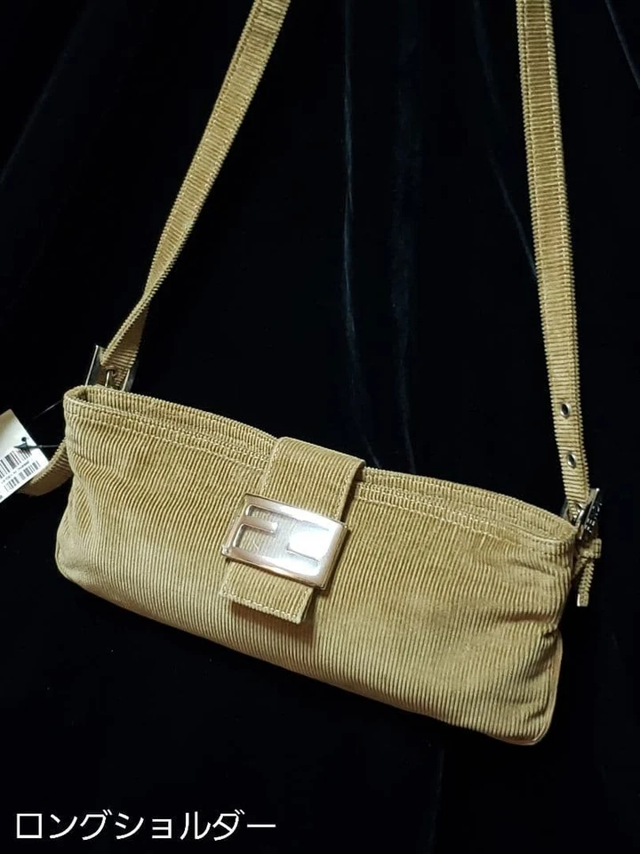 Bolso de Hombro FENDI Raro Sin Usar Mamma Baguette FF Herrajes Pana Camel Foto 4 de 4