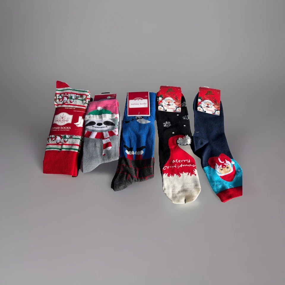 2 pares de calcetines unisex Holiday Reindeer talla 6-12 para Holiday Time.  Nuevo con etiqueta Foto 3 de 4
